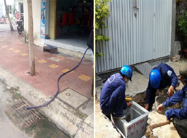 Hố ga lắp đặt bên ngoài nhà